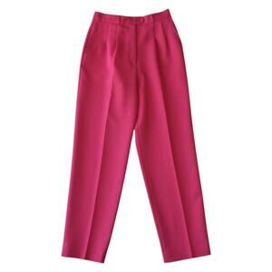 Hot Pink High-Waisted Pleated Trousers Size S - Vintage 80s Straight Leg Pants
